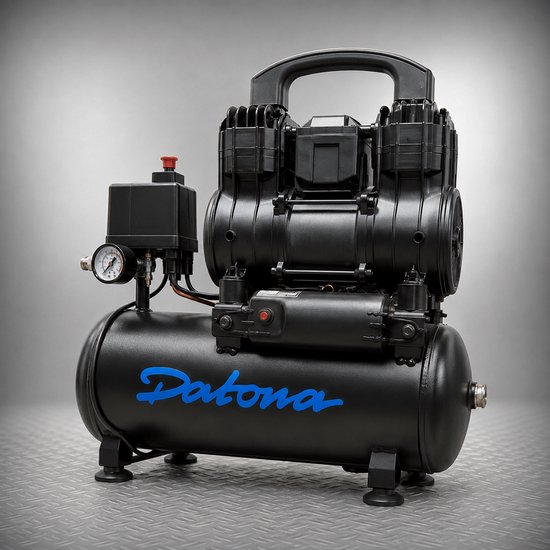 Datona® Stille compressor 9L - Olievrij en draagbaar - Geschikt voor tackers - Zwart — afbeelding 4