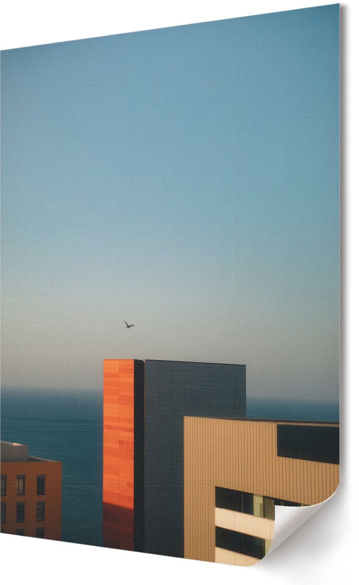 Coloray Polycanvas Wandposter - Lineaire Vlakken, Lijntekening - A2 - Wit Kunst - Rechthoek - Wandkunstwerk - Woonkamer, Slaapkamer, Kantoor - Minimalist