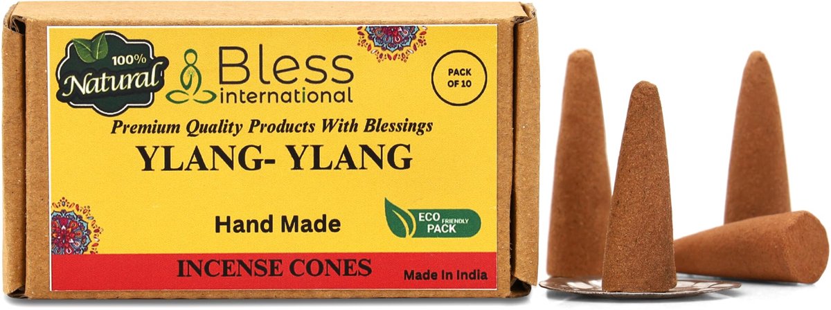 Bless International YLANG-YLANG 100%-Natural-Incense-Cones Handgemaakte-Hand-Gedipped Organic-Chemicals-Free - ShopVlot