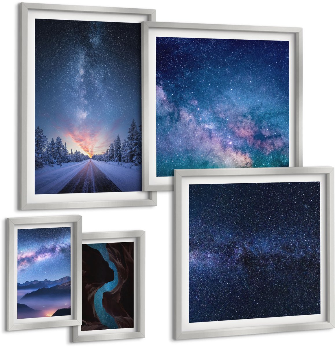Coloray 5-Delige Schilderij Set - Posters Met Fruitmotieven In Retrostijl - 20 x 30 cm - Wanddecoratie - Woonkamer Decoratie