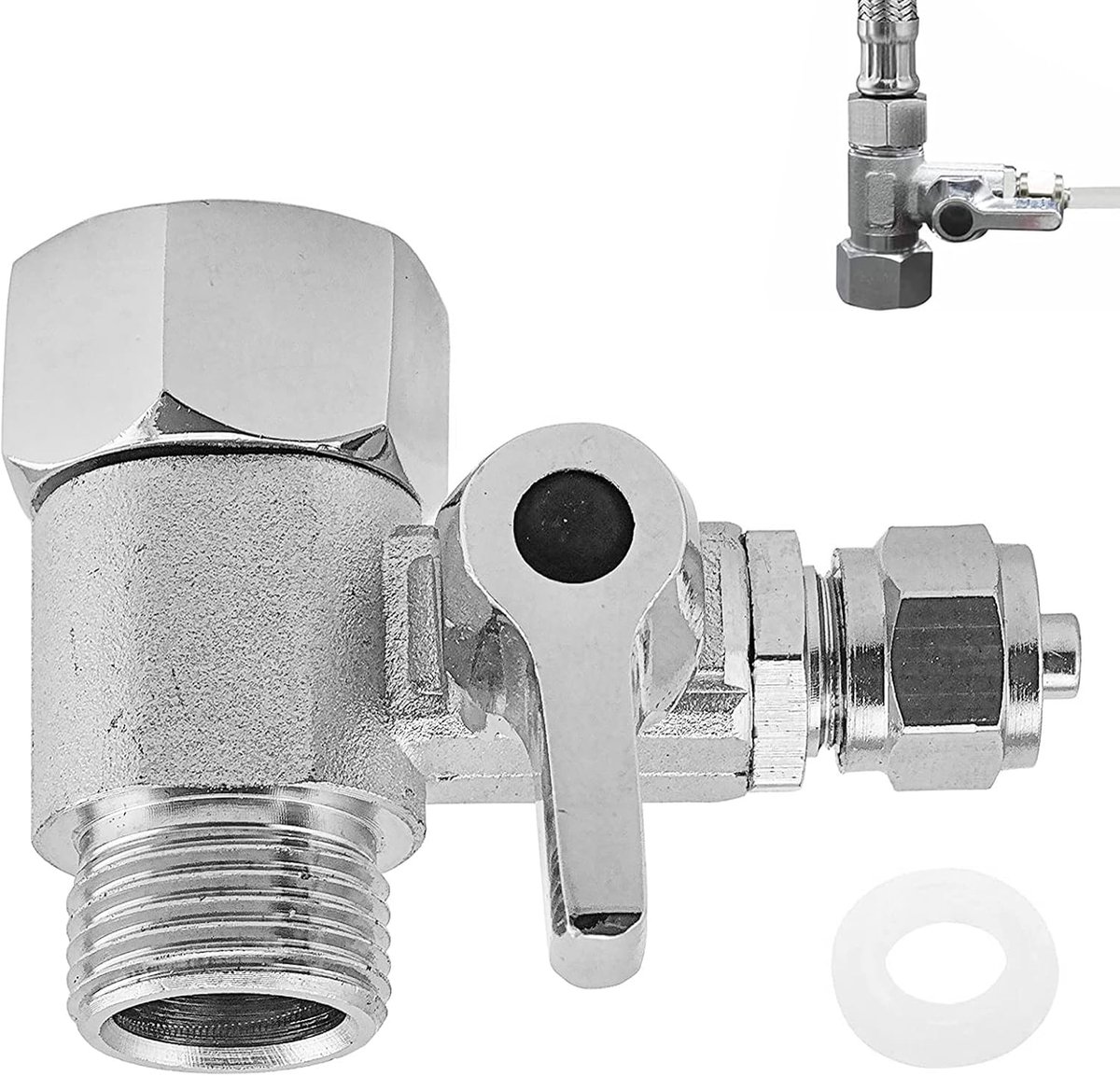 Slang Afsluitklep Adapter 3/8 X 3/8 X 1/4 Adapter Slang Adapter Voor Wateraansluiting T-stuk Wateraansluiting 3-weg Kogelkraan T-poort Kogelkraan Voor Aansluiting Van 2 Apparaten