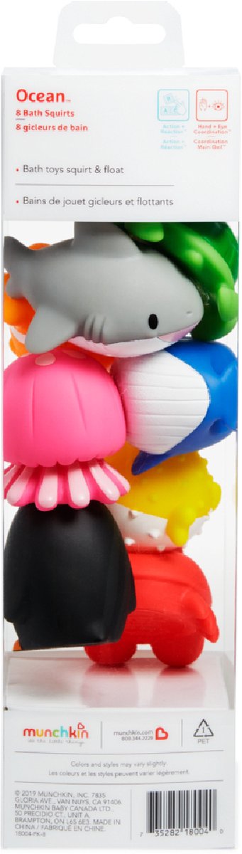 Munchkin Badspeelgoed Voor Baby's - Oceaanvormige Baddiertjes die Spuiten! - Badspuiters - Per 8 Stuks - Vanaf 9 Maanden van Munchkin — afbeelding 5