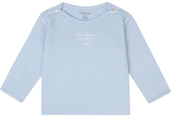 Lichtblauw longsleeve shirt van Noppies met opdruk 'YOU MAKE ME HAPPY'.