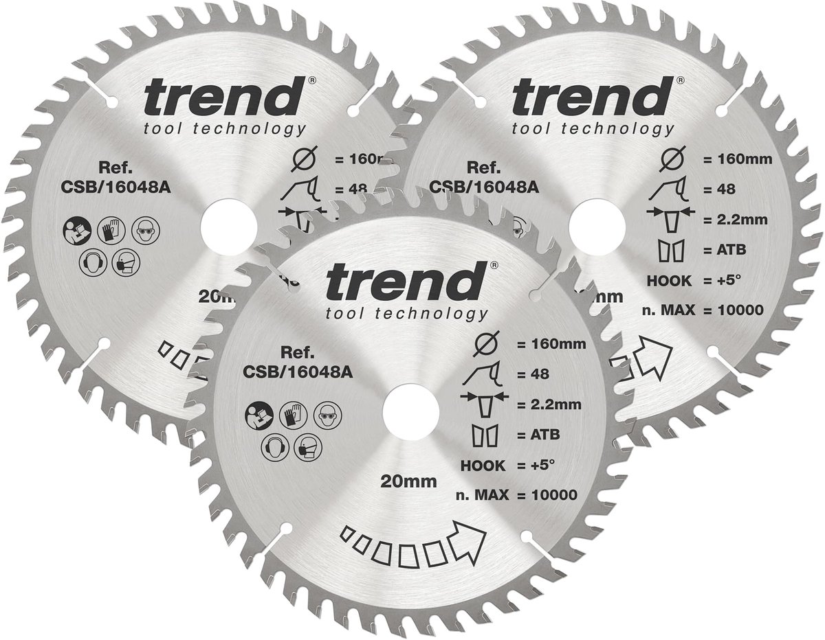 TCT-cirkelzaagbladen 160 mm - wolfraamcarbide getipt - 48 tanden - set van 3 voor precisiewerk - ShopVlot