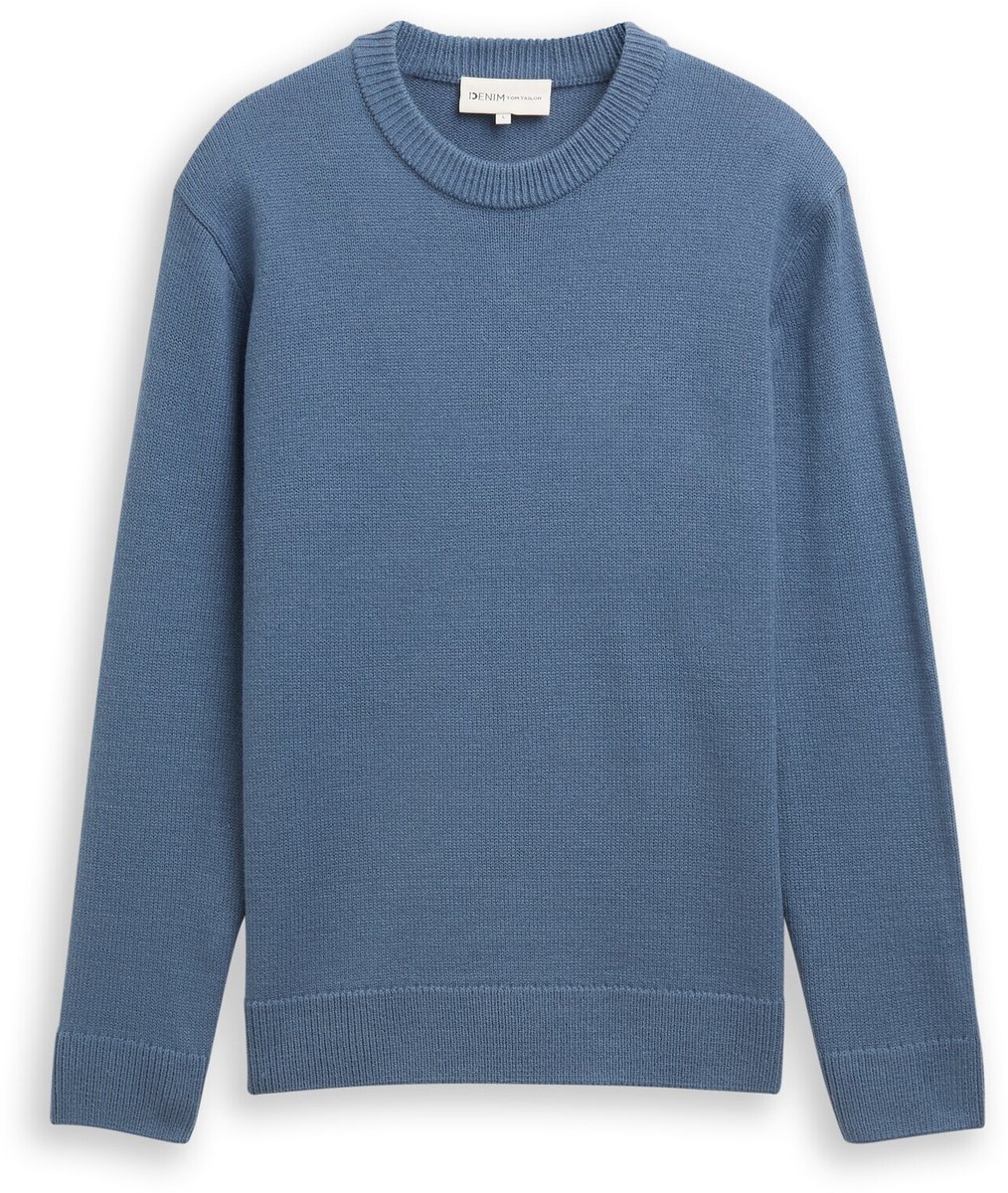 Tom Tailor Denim - Gebreide trui met ronde hals - Maat M - dusty denim blue