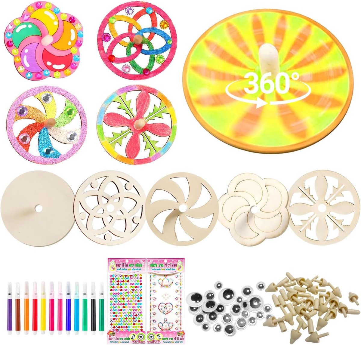 Houten Spinning Top voor Kinderen Schilderen Spinning Top Handgemaakte Knutselset voor Klassikale Knutselen Familieactiviteiten en Kinderen Verjaardagscadeaus