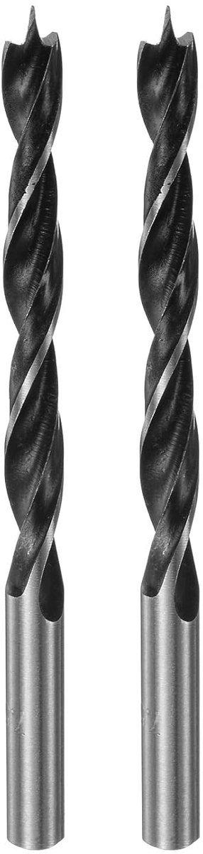 Brad Point Brad Point, 2 stuks, 7,5 mm (19/64") diameter rechte stalen ronde schacht metrische bradpoint 2,8" diepte boorspiraal voor hout, timmerwerk, kunststof, rubber