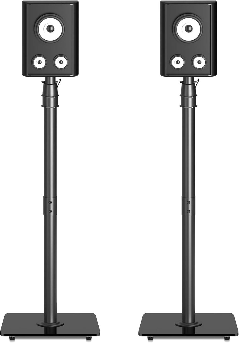 Heavy-Duty vloerstaande luidsprekerstandaards paar | Anti-kantel achter surround sound-standaards voor Bose, JBL, Sony | 86-113 cm in hoogte verstelbaar, 10 kg capaciteit, gereedschapsvrije