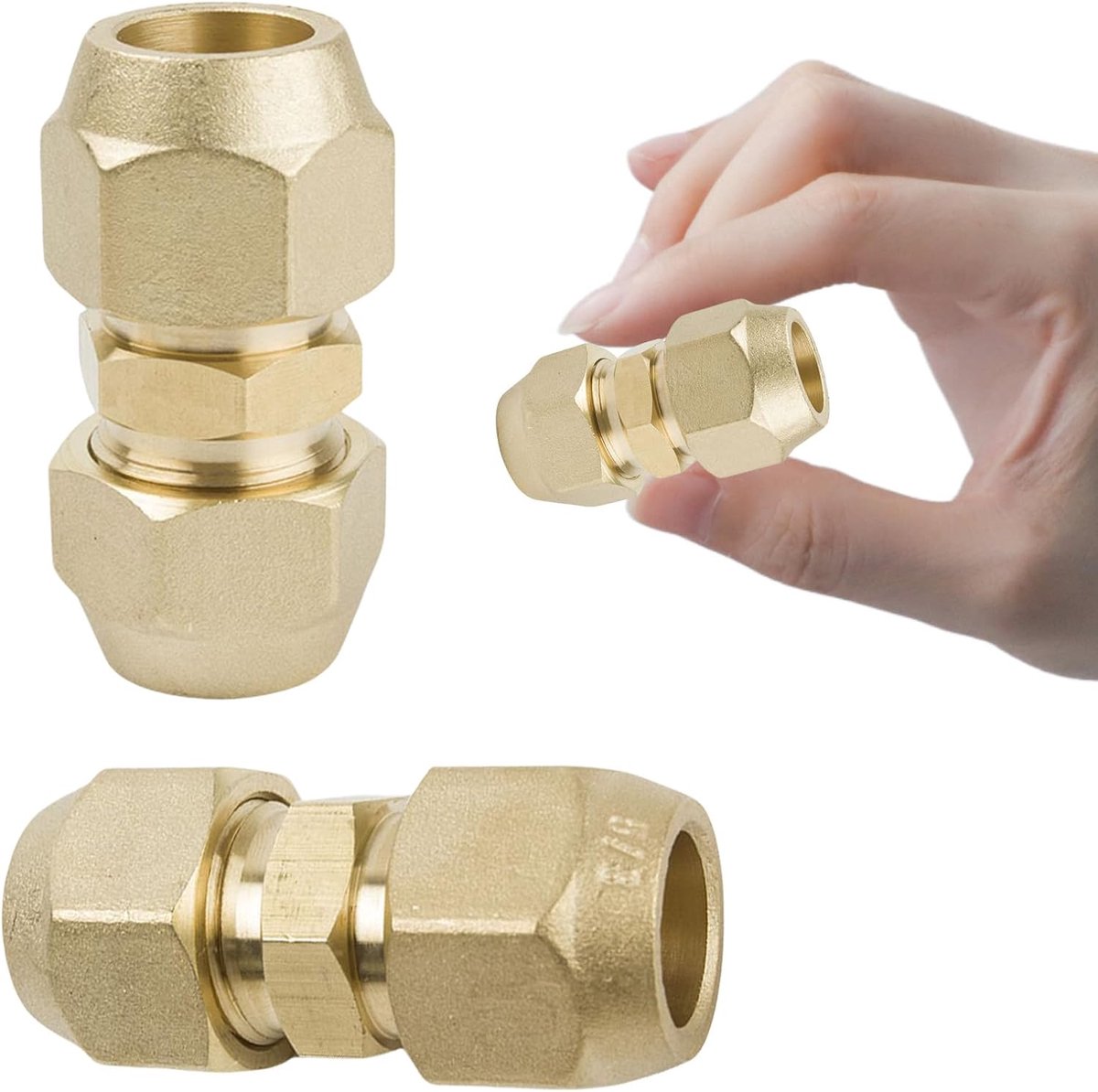 2 stuks koperen buis, dubbele nippel 1/4 inch, split airconditioning buisverbinding, koelmiddelleiding koperen buizen, connectoren, airconditioningsslang adapter, klemringschroefverbinding