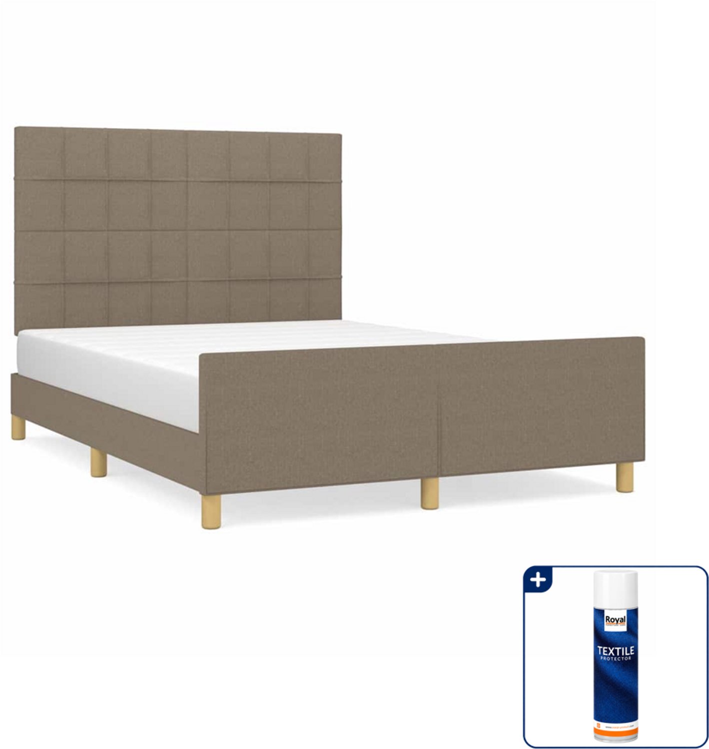 vidaXL bedframe - 140 x 190 cm - stof - taupe - Inclusief textielbeschermer 500 ml Zwart
