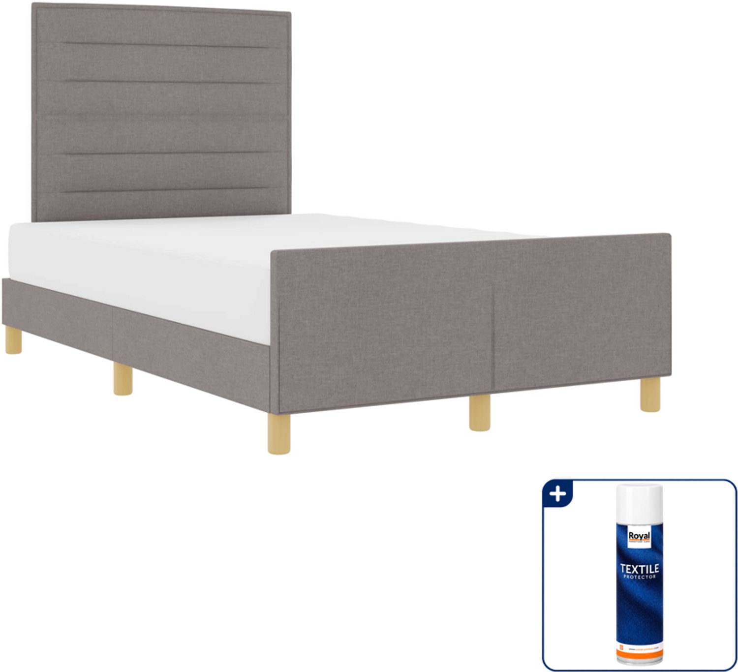 vidaXL bedframe Queensize - 160 x 200 cm - taupe - Inclusief textielbeschermer 500 ml