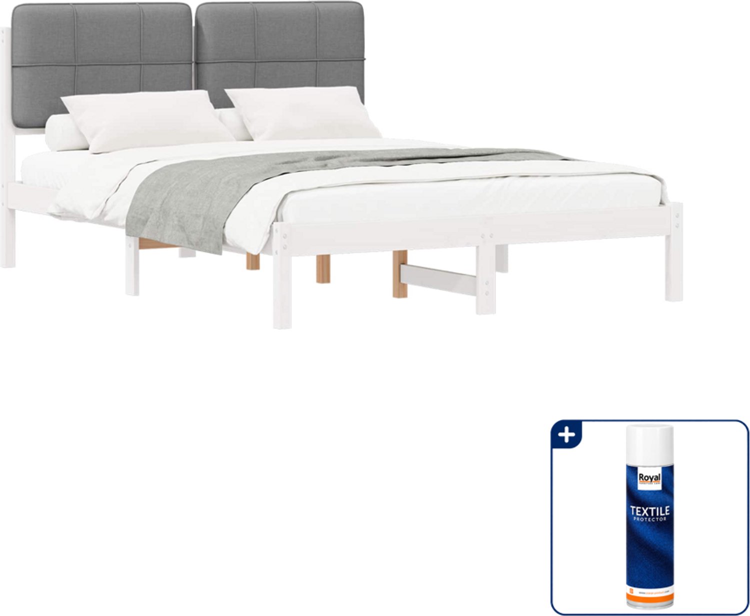 vidaXL bedframe - Queensize - 160 x 200 cm - lichtgrijs - Inclusief textielbeschermer 500 ml