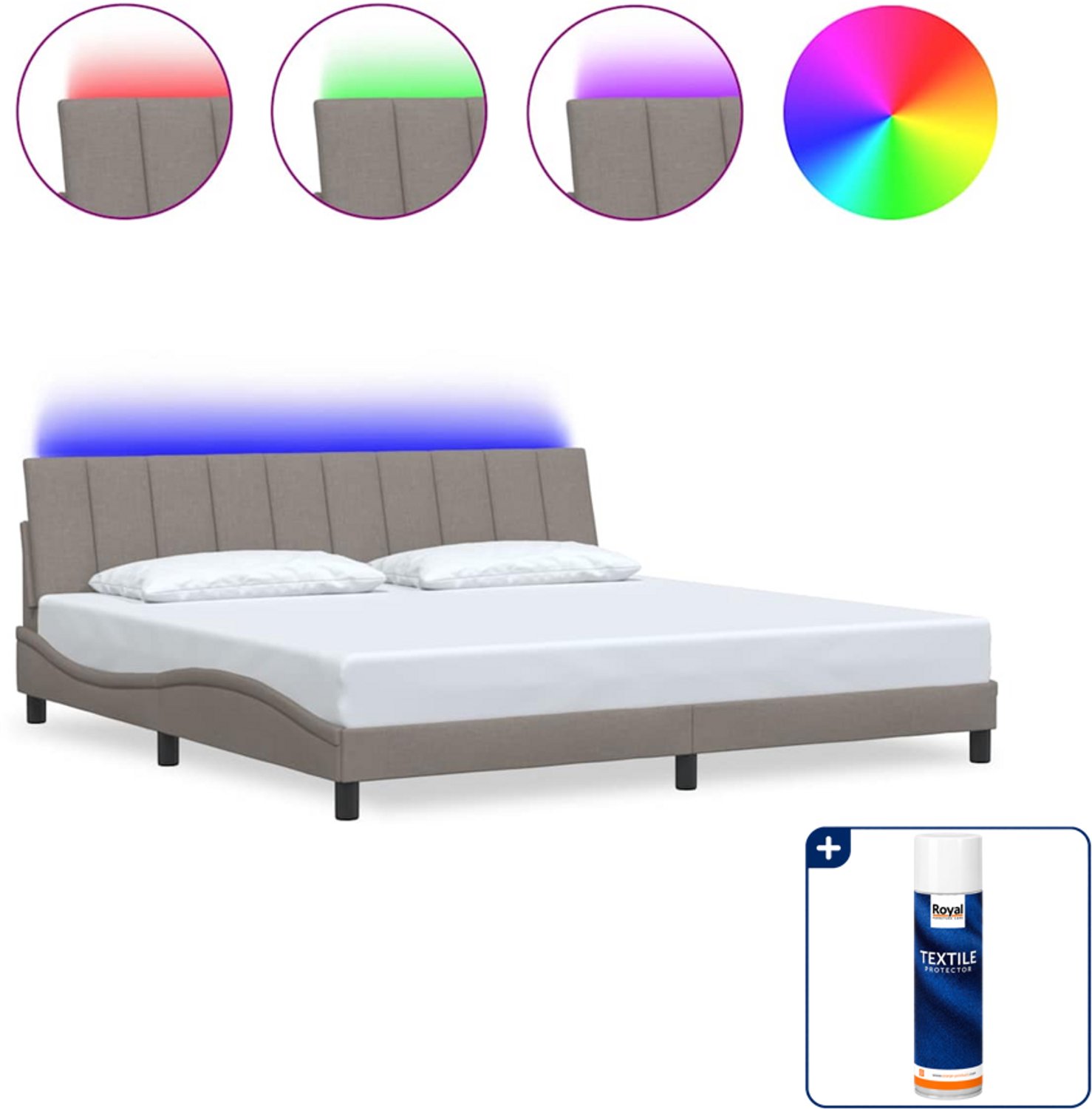 vidaXL Bedframe Dover - 200 x 200 cm - taupe - Inclusief textielbeschermer 500 ml Blauw