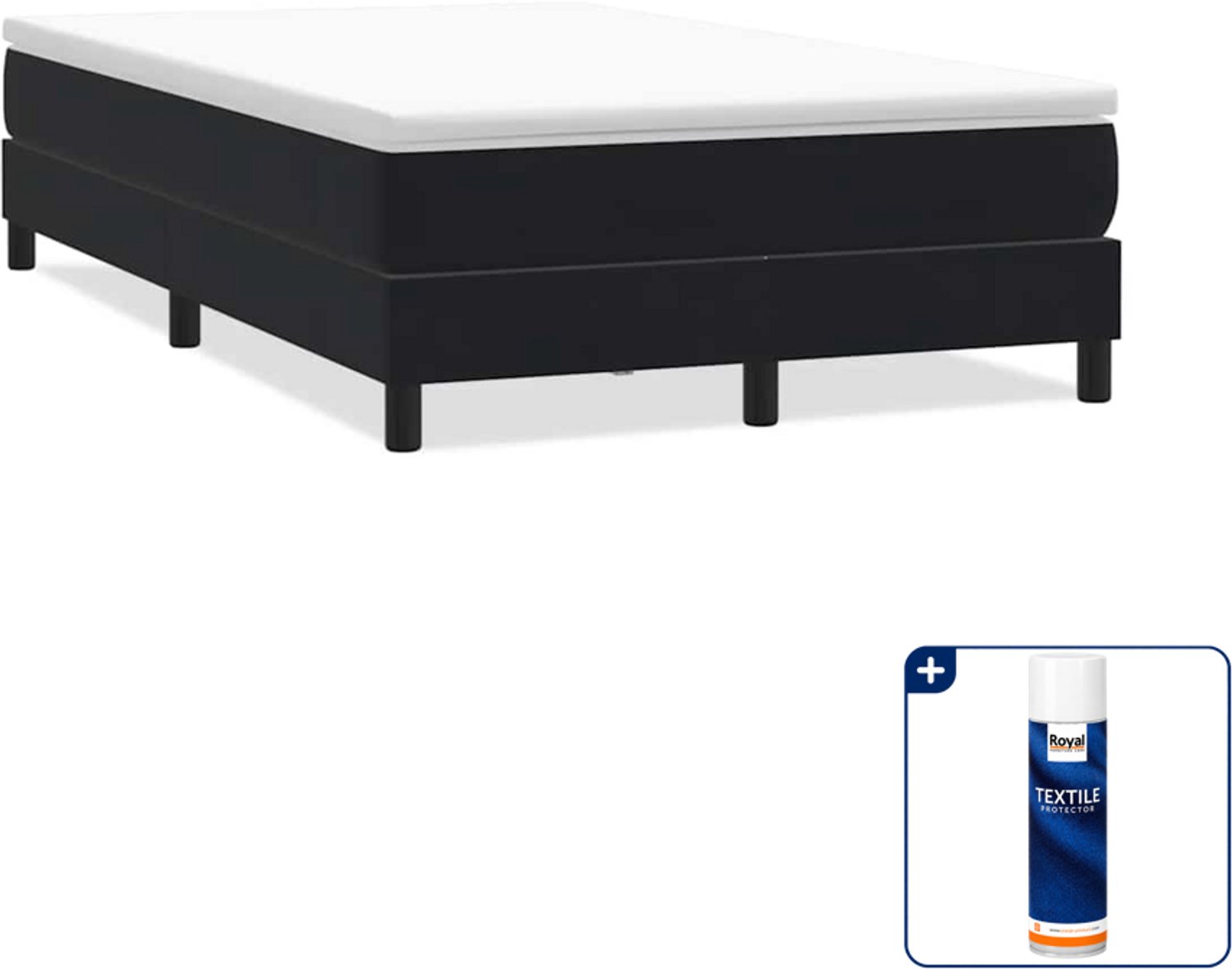 vidaXL boxspring 120 x 210 cm - fluweel - zwart - Inclusief textielbeschermer 500 ml