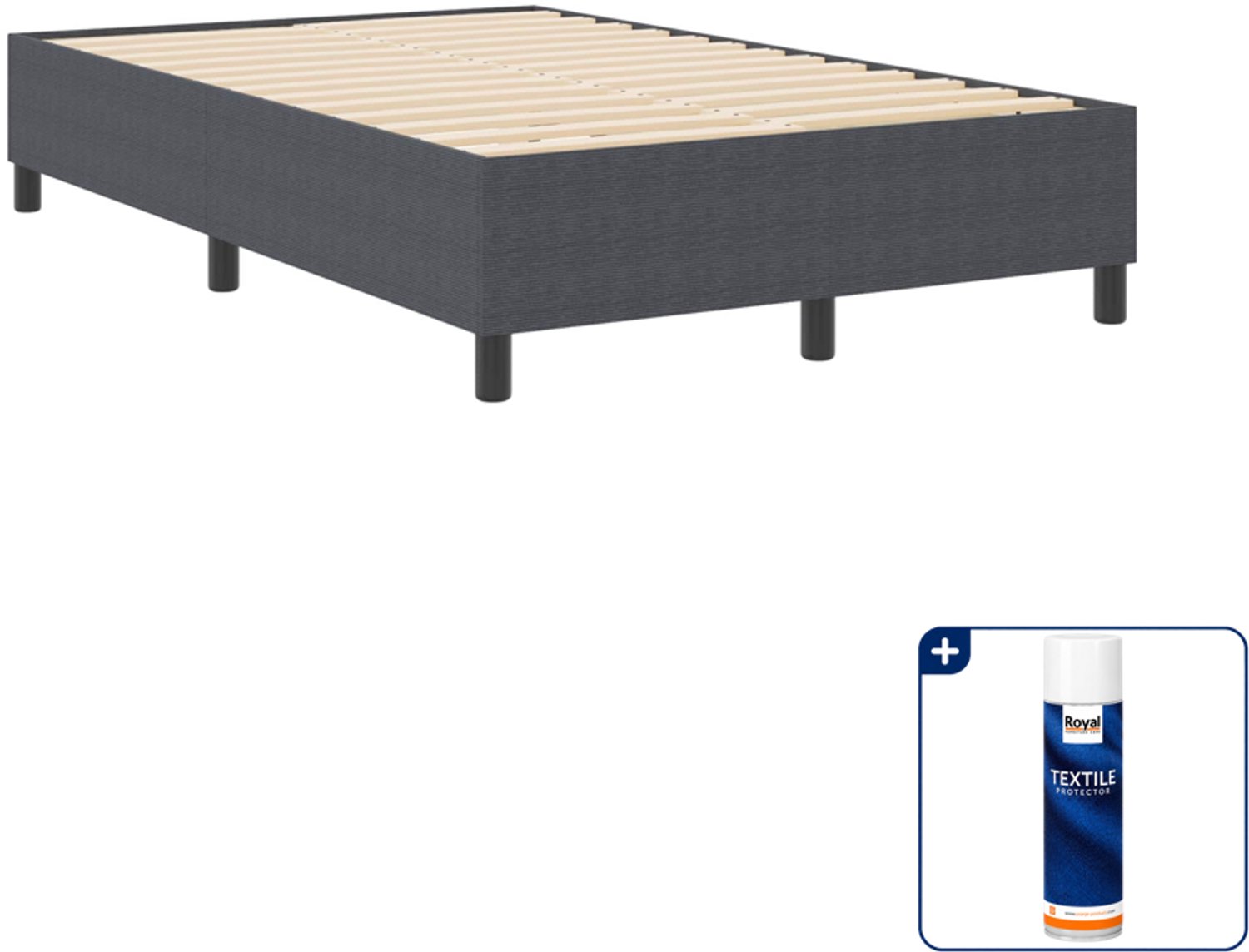 vidaXL platform bedframe - 120 x 190 cm - stof - donkergrijs - Inclusief textielbeschermer 500 ml
