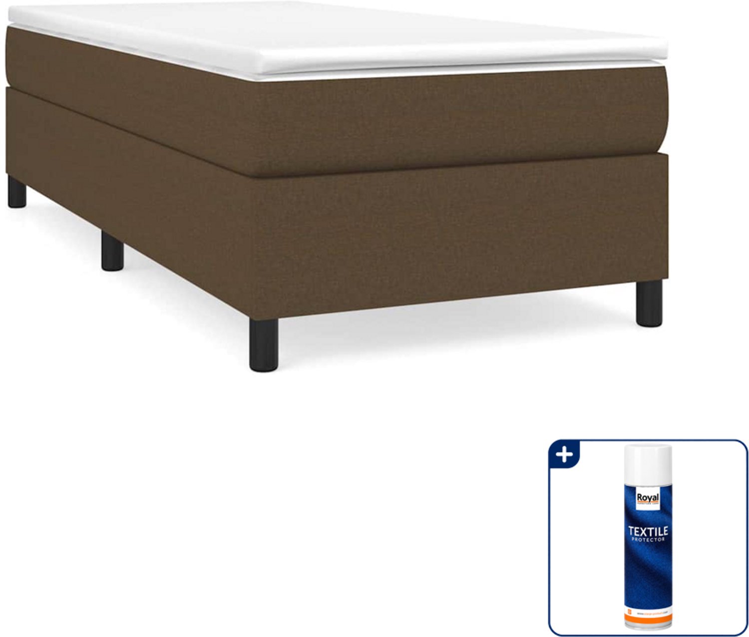 vidaXL boxspring met matras 80 x 200 cm - donkerbruin - Inclusief textielbeschermer 500 ml