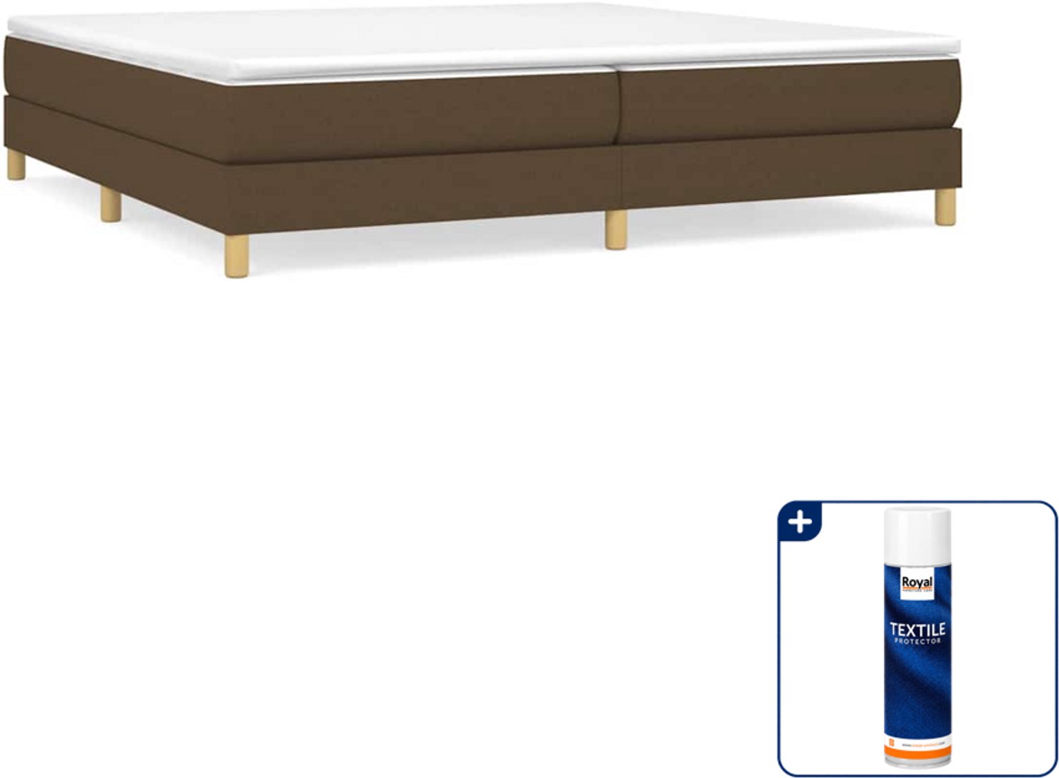 vidaXL boxspring met matras 200x200 cm - Super kingsize - donkerbruin - Inclusief textielbeschermer 500 ml