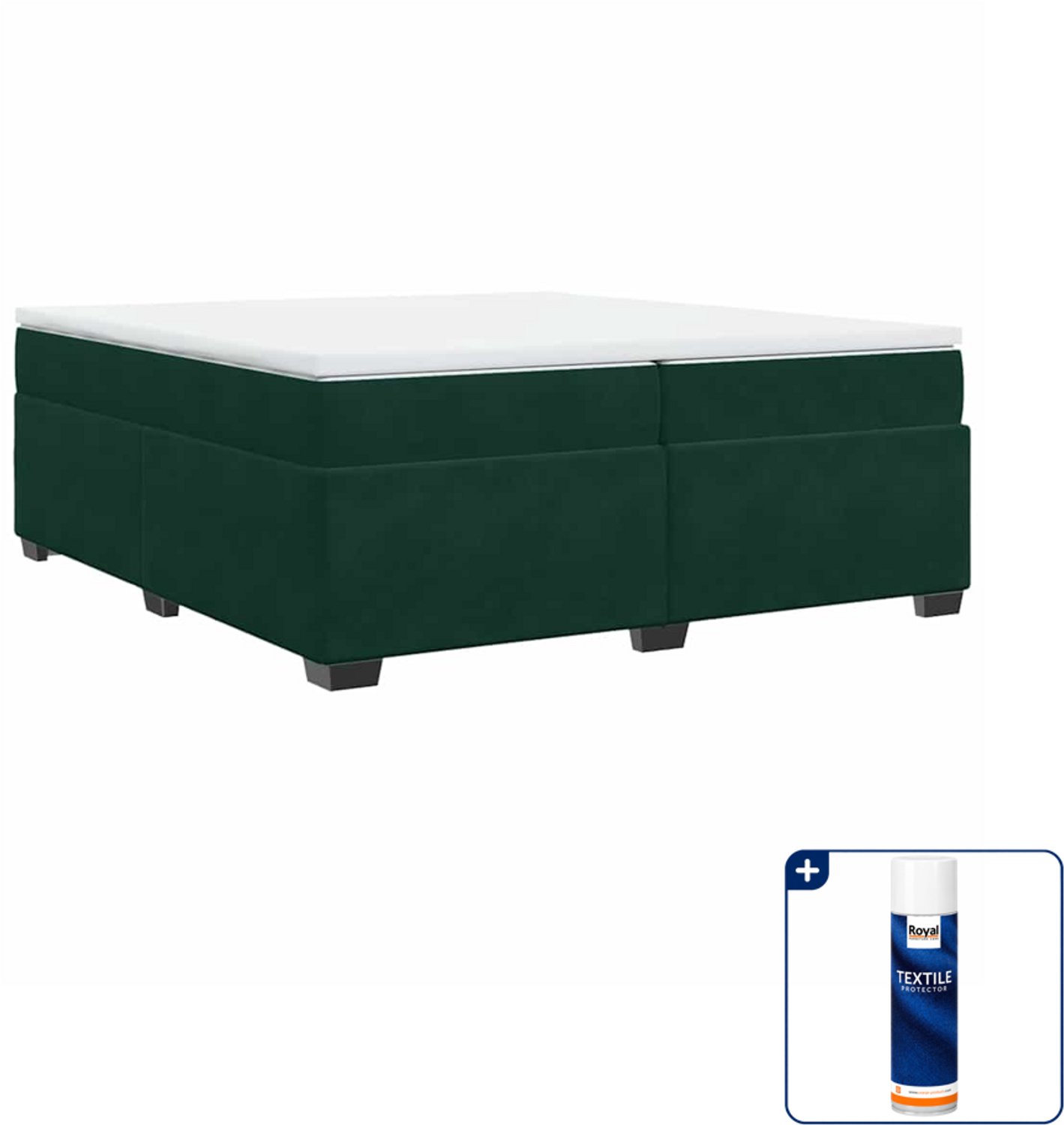 vidaXL boxspring Super kingsize - 200 x 200 cm - fluweel - donkergroen - Inclusief textielbeschermer 500 ml
