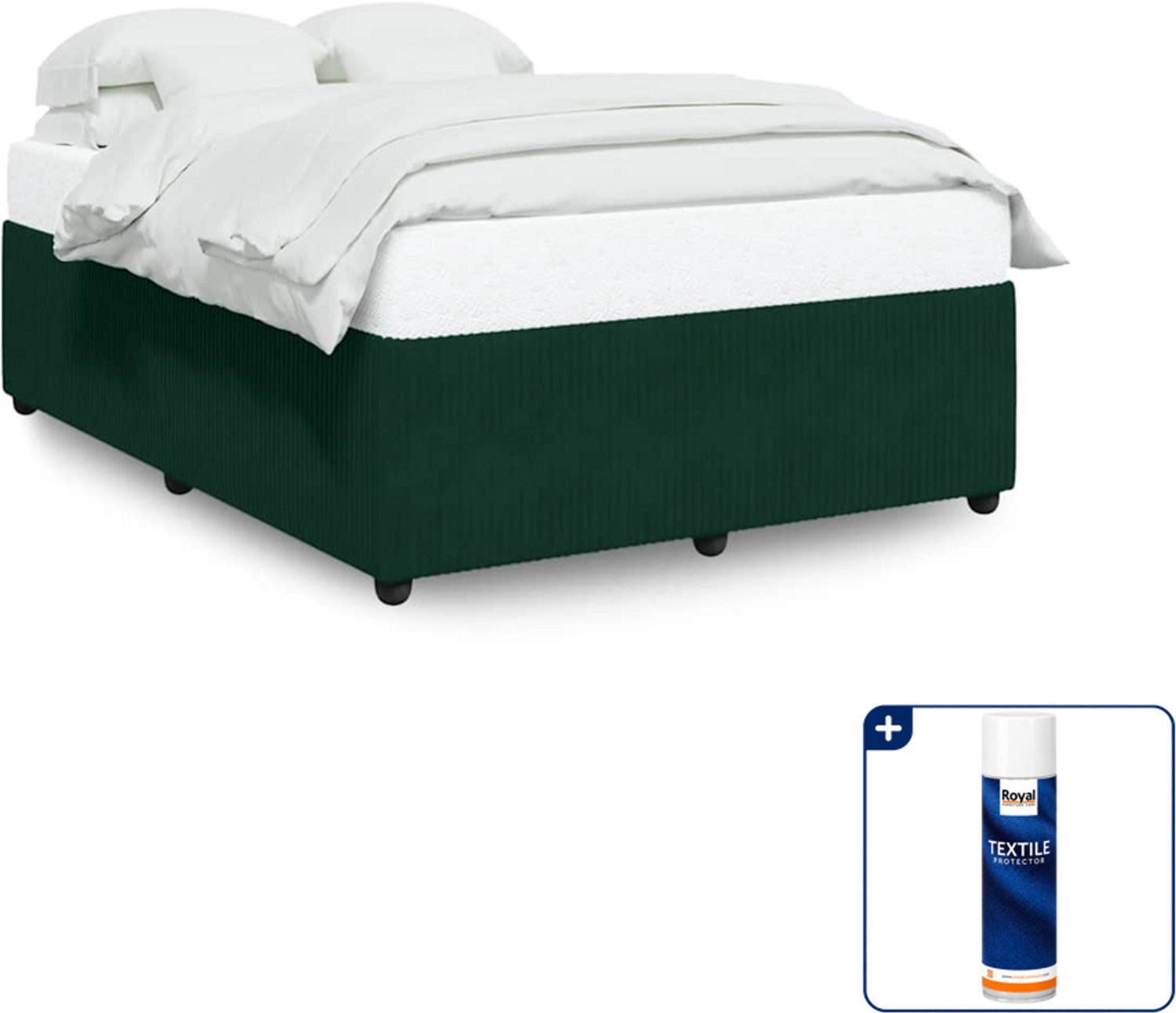 vidaXL Bedframe - 140 x 190 cm - fluweel - donkergroen - Inclusief textielbeschermer 500 ml