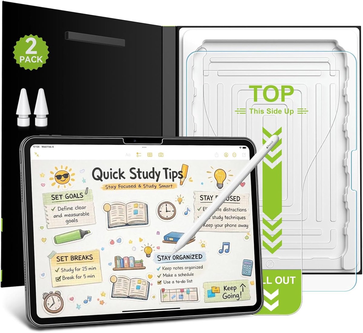Feel Like Papier voor iPad Pro 13 inch M5 2025/M4 2024 met potloodpunt, 9H beschermglas papier beschermfolie, matte displaybescherming schrijffolie (2 + 2 stuks)