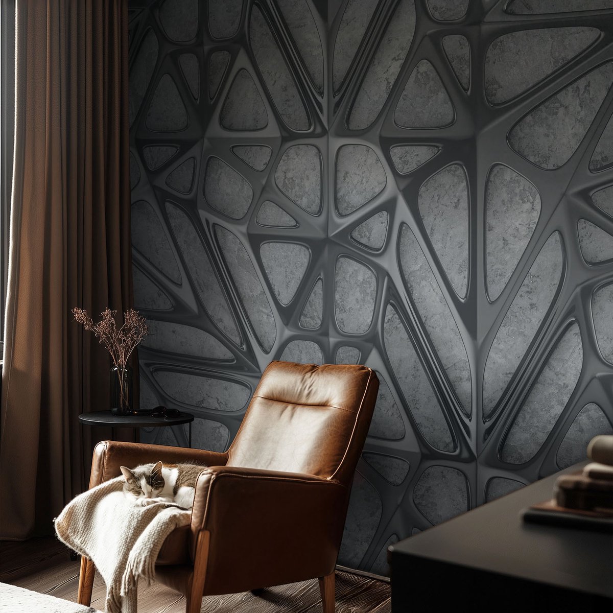 Coloray Vliesbehang - Grijs Snellijm Behang - 104x70 cm - Geometrische Patronen Fotobehang Vlies - Woonkamer behang Texturen - Muurschildering - Hal behang