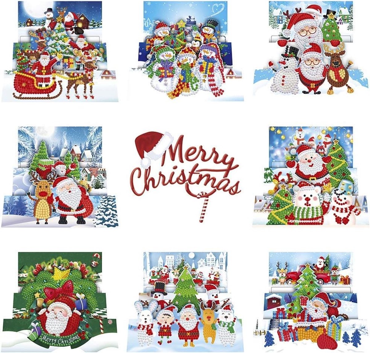 8-delige doe-het-zelf diamanten wenskaart, speciaal gevormde deelboor, kerstkaart, liefdeskaarten, verjaardagskaarten, verjaardagskaarten