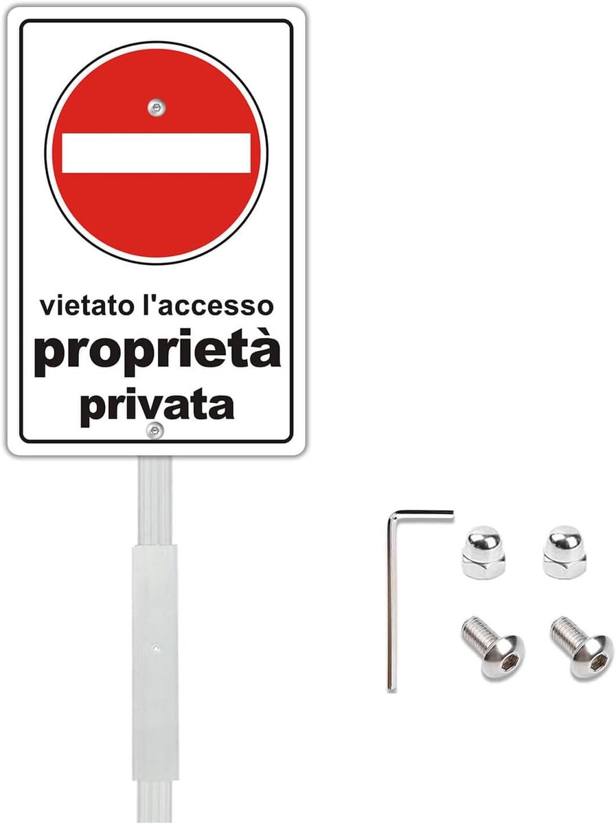 Plaat voor Privébezit, Verboden Toegang Bord, Waarschuwingsbord met Aluminium Houder, 20 x 30 cm, voor Privé-eigendom, met Stickers en Gaten voor Eenvoudige Installatie