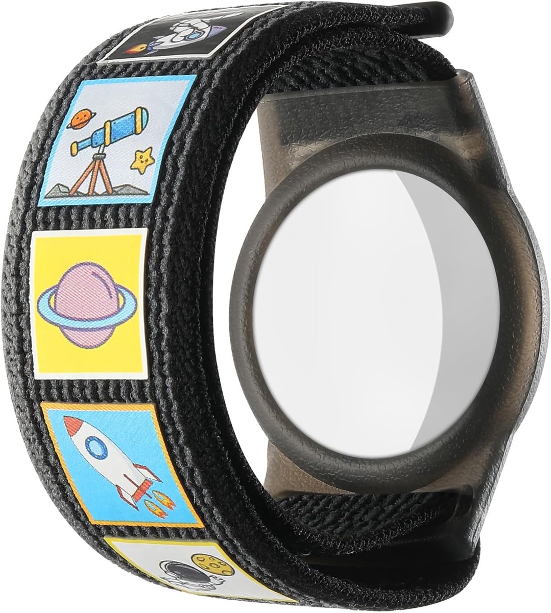 Armband voor AirTag houder, beschermhoes anti-verlies GPS-tracker-armbandhoes voor peuters (Zwart)