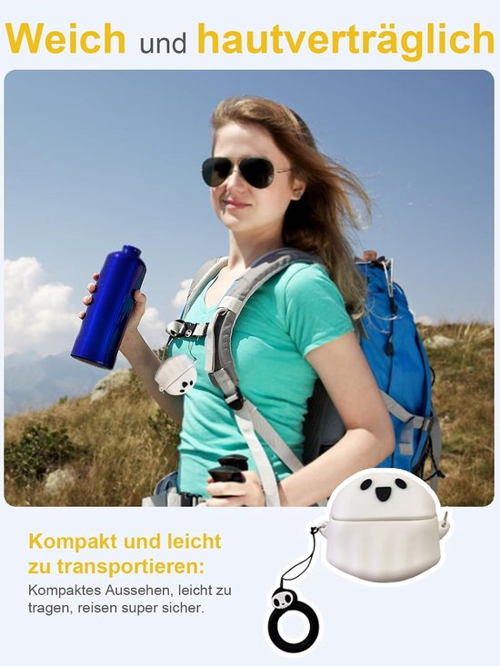Hoes voor Anker Soundcore Liberty 4 NC Wireless Headphones, daunke zachte siliconen beschermhoes, huidvriendelijk spookvormig etui met koord, volledige bescherming, wit — afbeelding 5