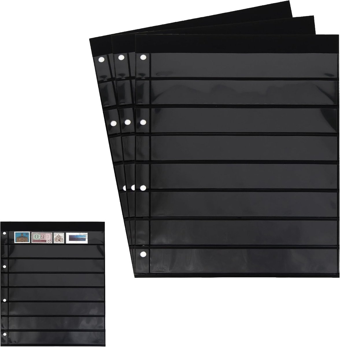 3 Prophila Kobra double-sided stocksheets, 8-way division, 8 pockets