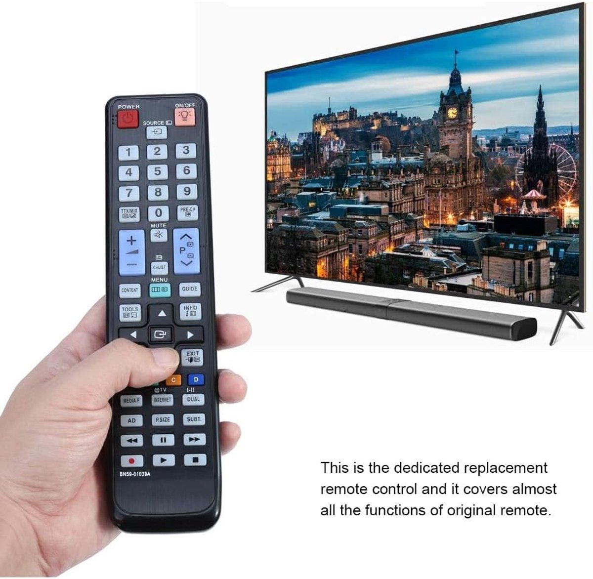 Tv-afstandsbediening voor -01039A, hoogwaardige vervangende afstandsbediening voor digitale tv, zwarte draagbare tv-controller, 8 m