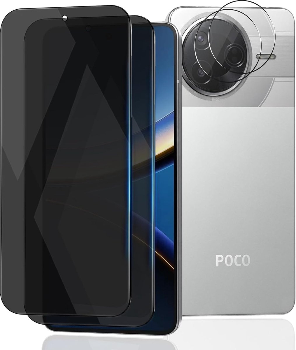 Privacy Displaybeschermfolie voor Xiaomi Poco F7 Pro 5G, 2 Stuks Anti-spy Screen Protector met 2 Stuks Camerabescherming van Gehard Glas, Anti-kras Folie, Krasbestendig Bescherming