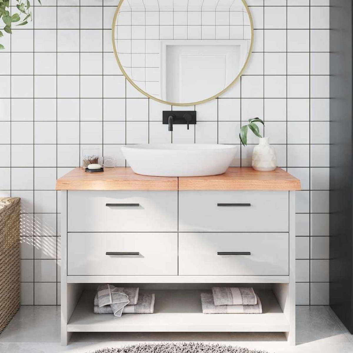 120x50 cm massief hout eiken rustiek badblad