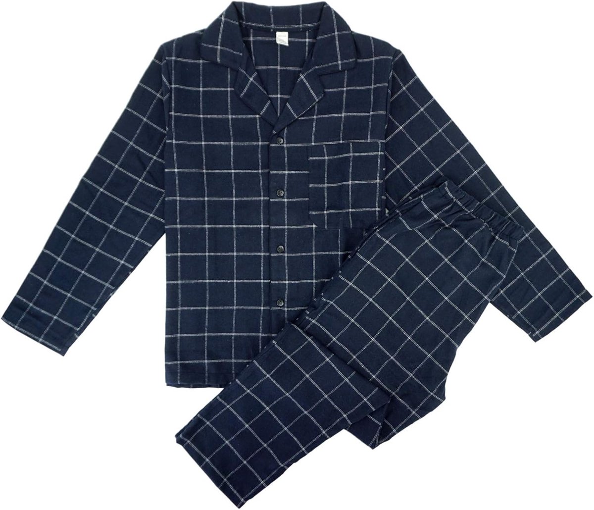Pyjama's voor heren Katoenen kerstgeruite nachtkleding Pijamasbroeken en overhemden met knopen Winterloungekleding
