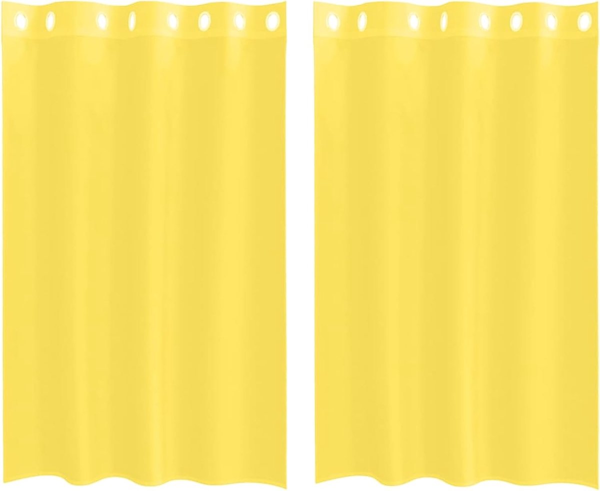 Gordijnen met oogjes 2 stuks geel 100% polyester 140x175cm semi-transparant lichtdoorlatend voor woonkamer slaapkamer keuken
