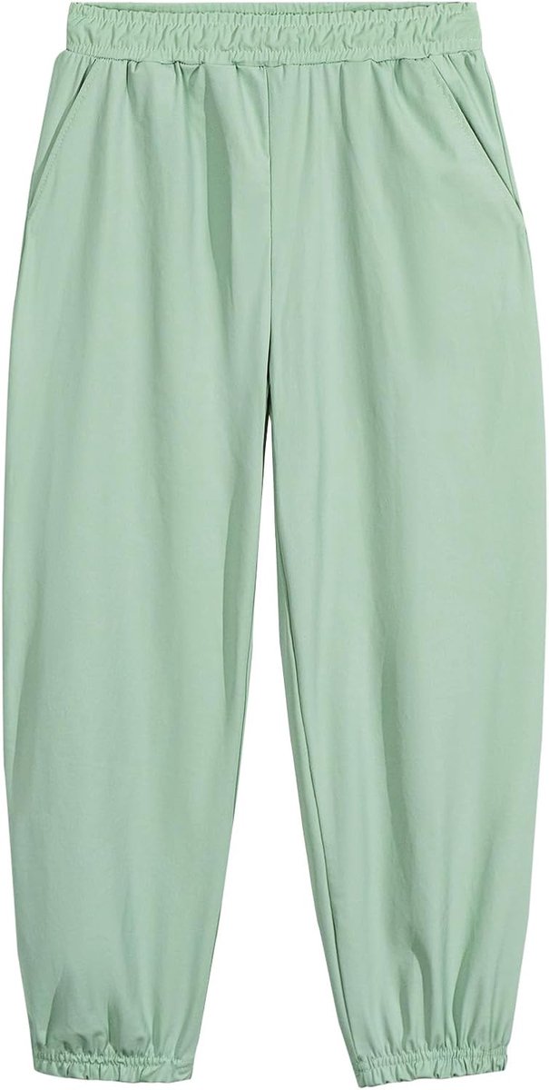 Joggingbroek voor meisjes, sportbroek voor kinderen en jongens met elastische tailleband, ademend, zijdeachtig, sneldrogend, met zakken
