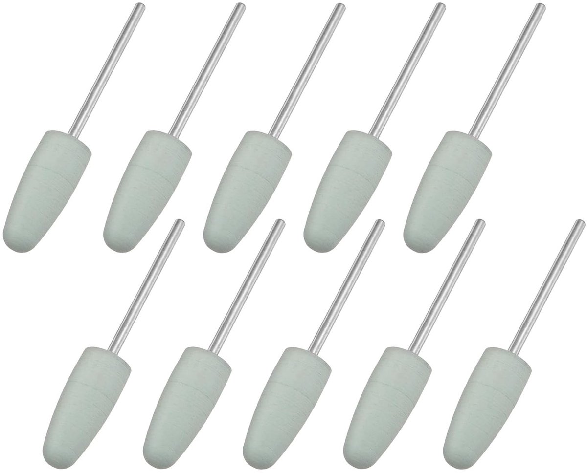 METERXITY 10-Stks Spitse Siliconen Polijstschijf, 0.39 Inch (10mm) Diameter Polijstset Voor Sieraden/Bone Producten/Jade Sculpturen, Rotary Tool 800 Korrel [Groen]