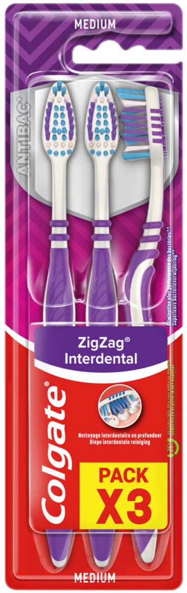Colgate Tandenborstel ZigZag Medium 3 stuks