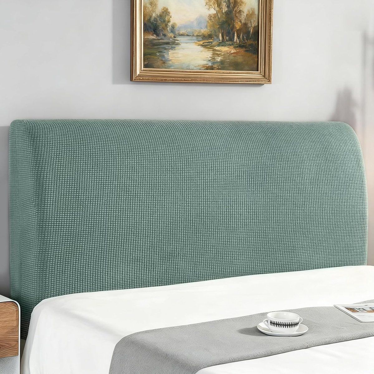 Hoofdbordbekleding voor bed, elastisch, hoofdbordbekleding in maïskorrelvorm, stofbescherming voor hoofdeinde van het bed, groen, 120 cm