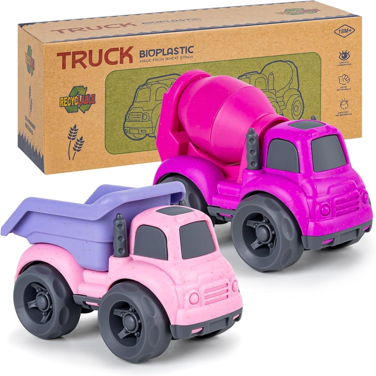 Bouwpakket voor kinderen van 1-3 jaar, betonmixer + kiepwagen