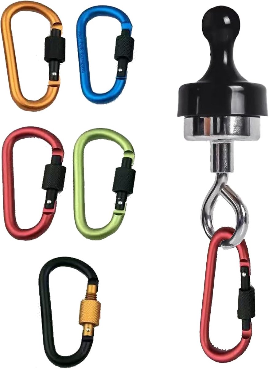 Magnetische draaibare haak karabijnhaak clips - 5-pack meerkleurig (42x80mm) voor sleutels, rugzakken, outdoor en wandeluitrusting