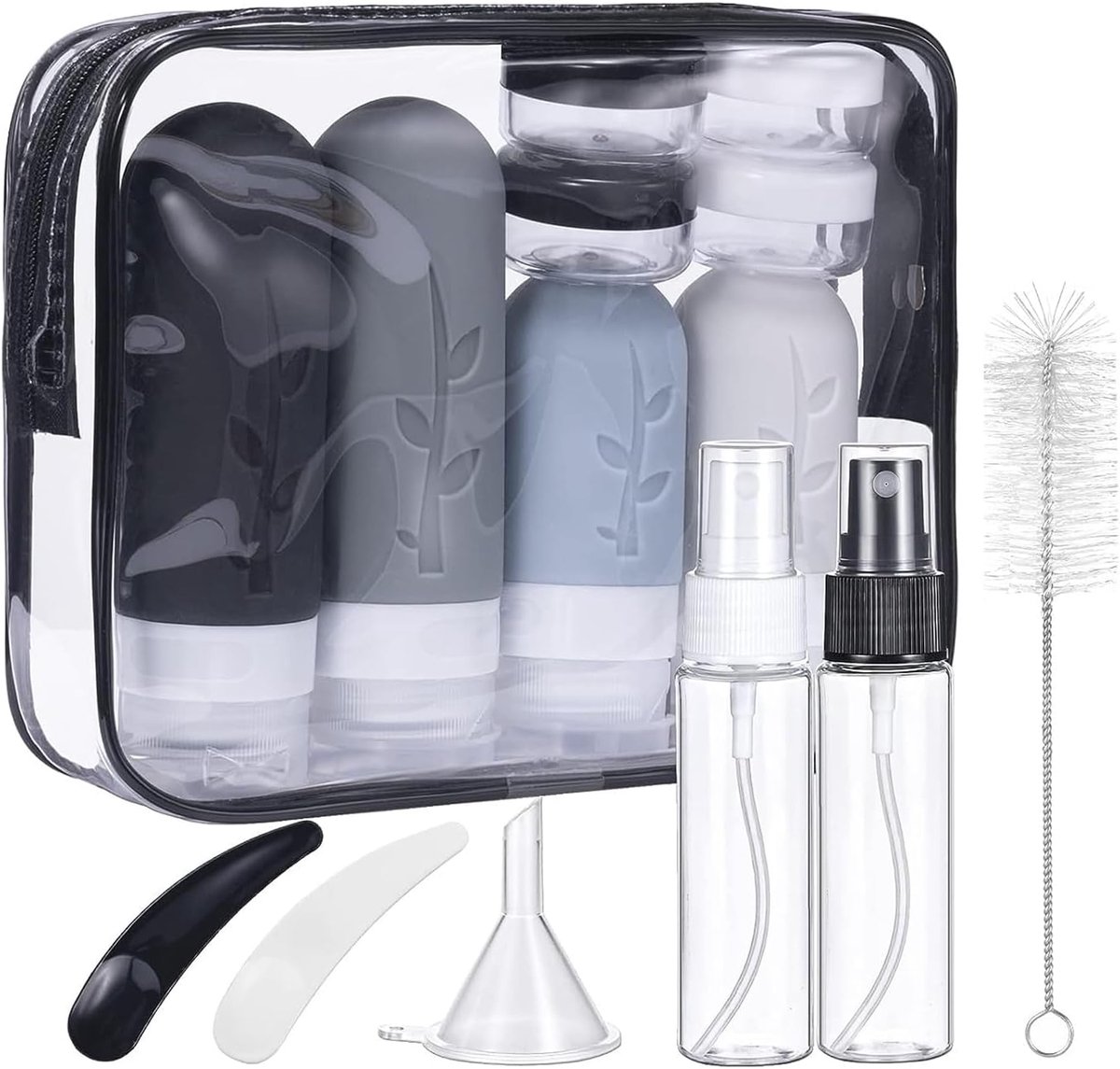 16 stuks shampoo-, lotion-, haarspoeling- en douchegelreisflessen, set van 100 ml, met etiketten