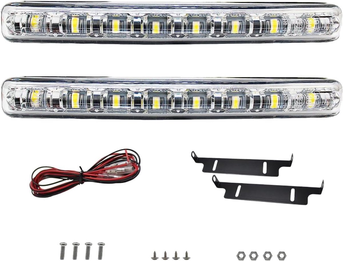 Dagrijlicht, 12V 2 x stuks 8 LED dagrijlicht E4 R87 StvzO dagrijverlichting universeel daylight
