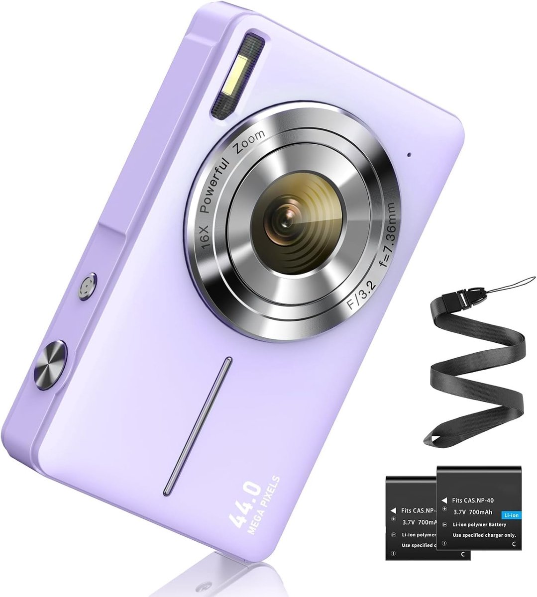 Camera FHD 1080p 44MP fotoapparaat 16X digitale zoom digitale camera met batterij draagbare eenvoudige digitale camera voor kinderen, studenten, tieners, beginners Paars