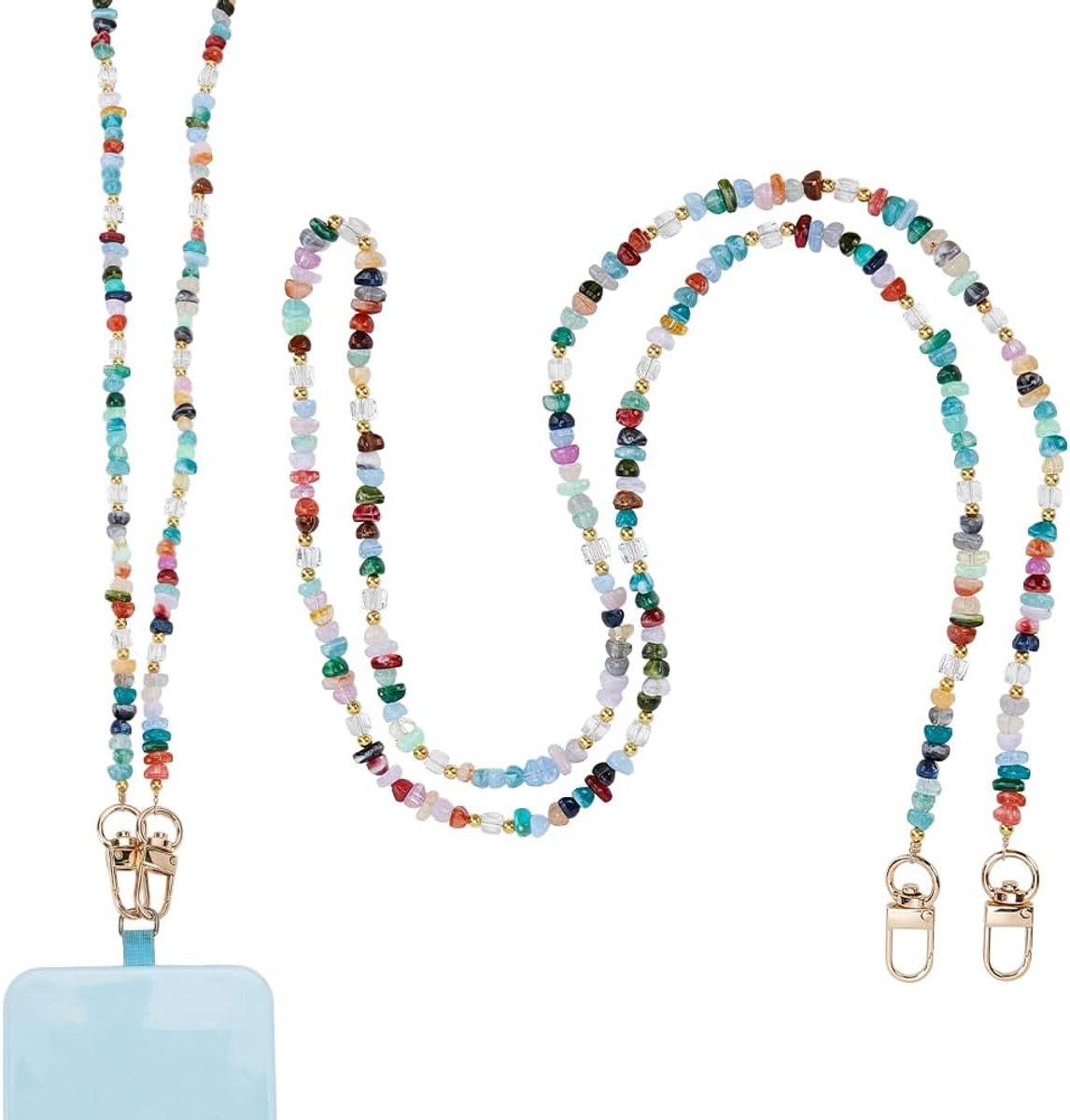 koord voor telefoon, schouderriem, afneembare schouderriem, telefoonketting met parels, sleutelhanger, ID-kaarthouder, accessoires voor vrouwen, reizen, winkelen, feest, camping