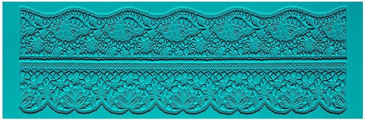 mit Herz Siliconen decormat | Siliconen vorm fondant | Hoogte: 2mm | Top Design | Ideaal voor het maken van randen in kant optiek | Gereedschap voor het vormen van fondant (Design 38 | 30cm x 10cm)
