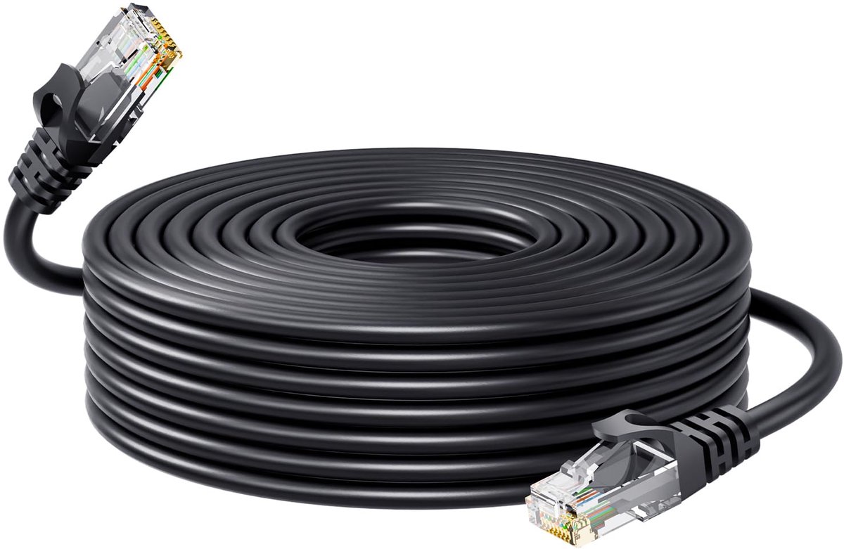 Cat6 Ethernet-kabel, 30,5 m 30 m zwart - RJ45, LAN, 24AWG UTP CAT 6, netwerk, patch, internetkabel - (100 voet, zwart)