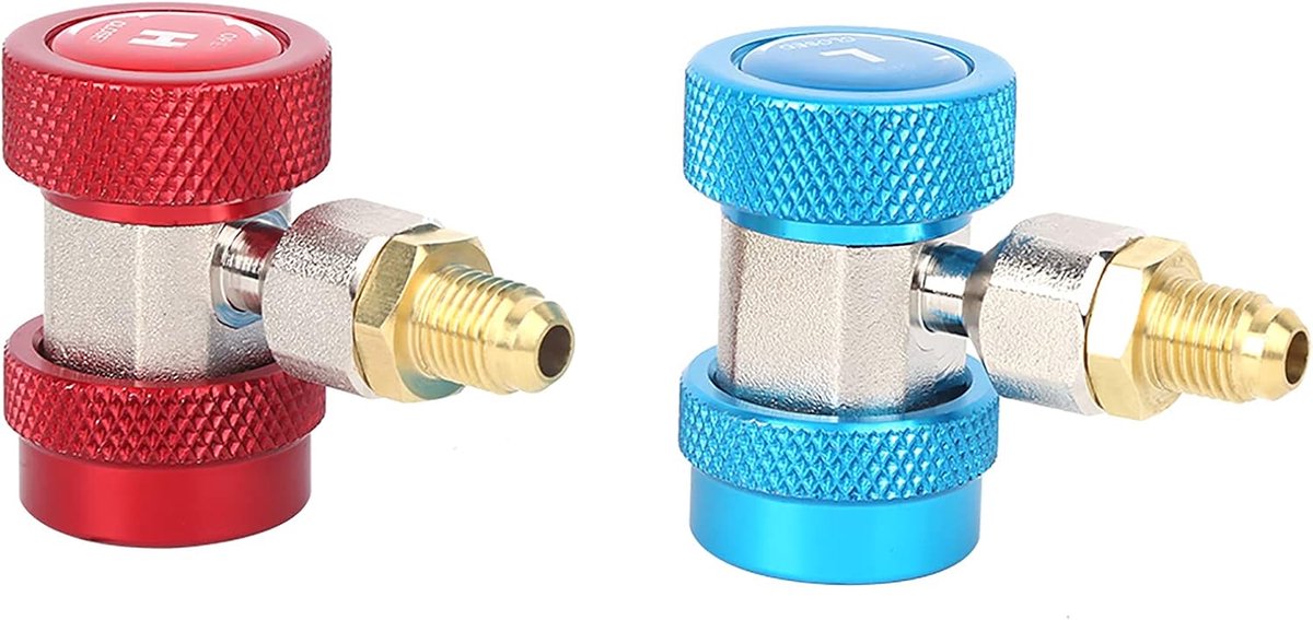 Snelkoppelingsadapter, 2 Stuks Airconditioning Verstelbare Snelkoppelingsadapters AC-slangfittingen HP- En LP-connectoren Voor R134a Auto-AC-systeem, 1/4" SAE Mannelijke Flare