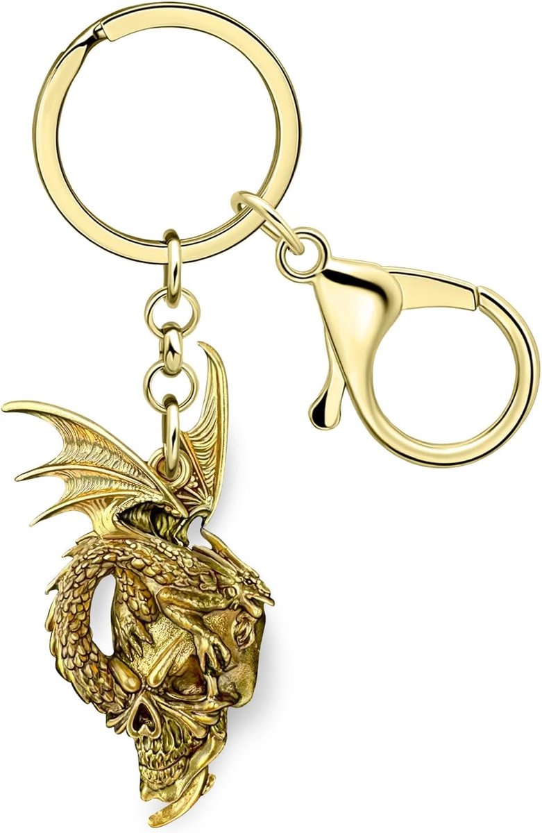 Fantasie Draak Schedel Sleutelhanger Halloween Geschenken Voor Vrouwen Mannen Gothic Middeleeuwse Draak Liefhebbers Autosleutels Accessoires