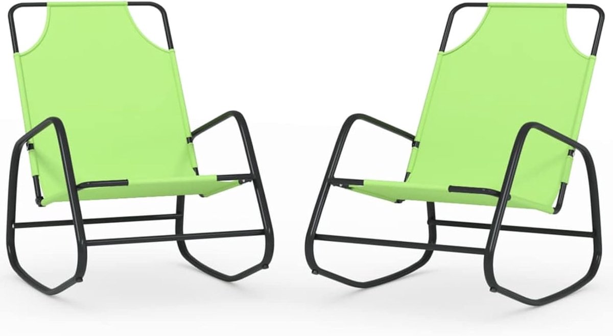 Schommelligstoel voor de tuin, schommelstoel, terras, staal en textiel, 2 stuks, groen